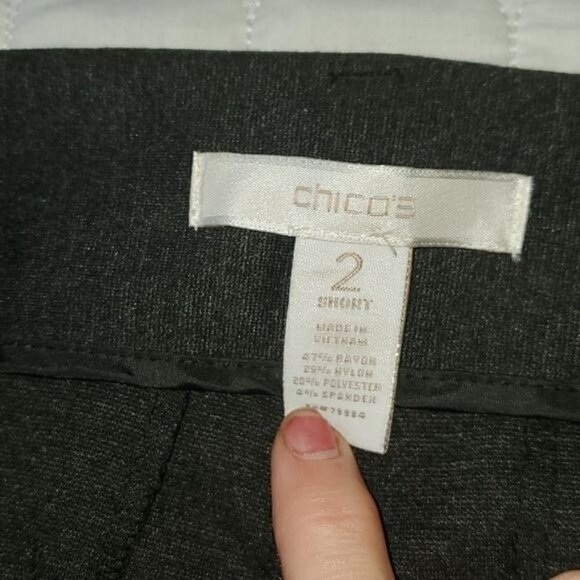 Chico's Dark Grey Dress Sz. 2 Short (16) Pants with Pockets - Picture 2 of 9